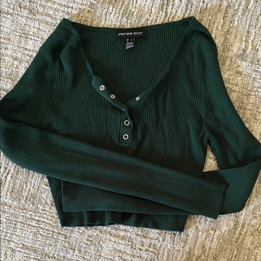 Streetwear Society Forest Green Ribbed Top